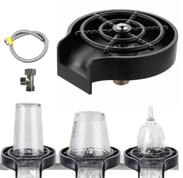 Lave-verre et bouteille