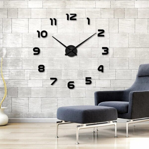 Horloge Murale Autocollant 3D en Noir