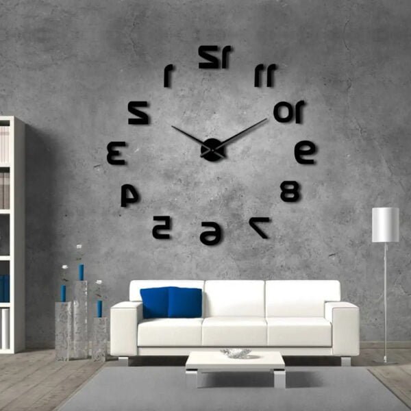 Horloge Murale Autocollant 3D en Noir