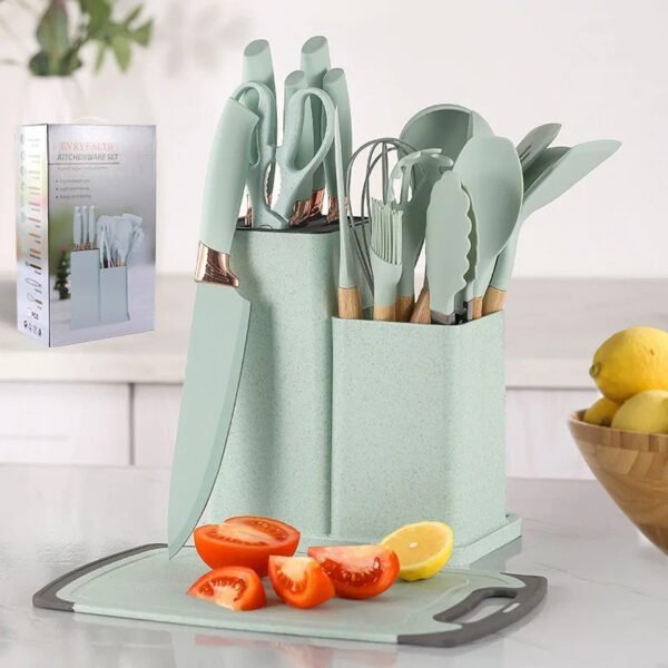 Ustensiles de cuisine antiadhésifs en silicone, 19 pièces
