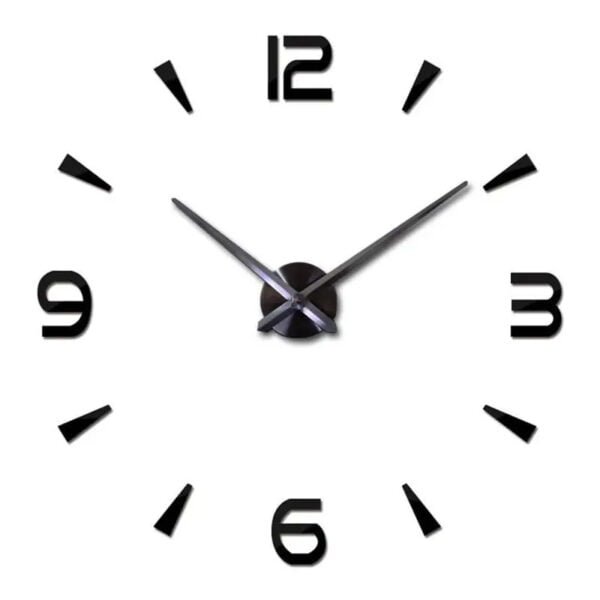 Horloge Murale Autocollant 3D en Noir