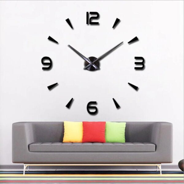 Horloge Murale Autocollant 3D en Noir