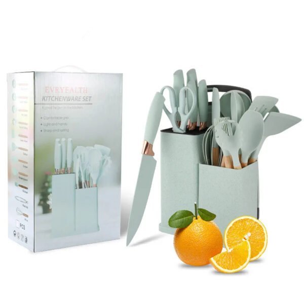 Ustensiles de cuisine antiadhésifs en silicone, 19 pièces