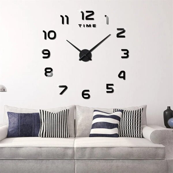 Horloge Murale Autocollant 3D en Noir