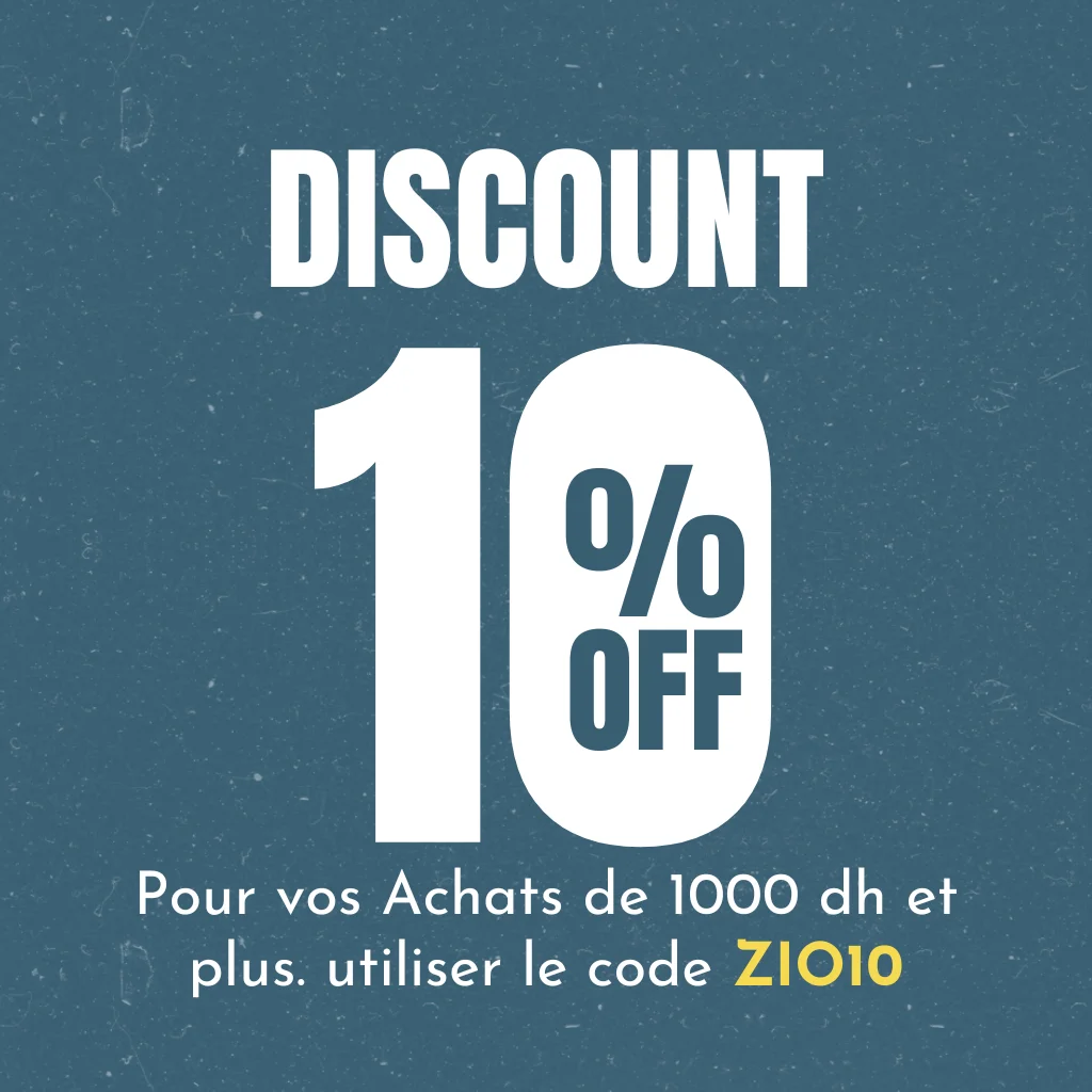 Coupon de réduction de 10% pour les achats de plus de 1000dh. zio.ma
