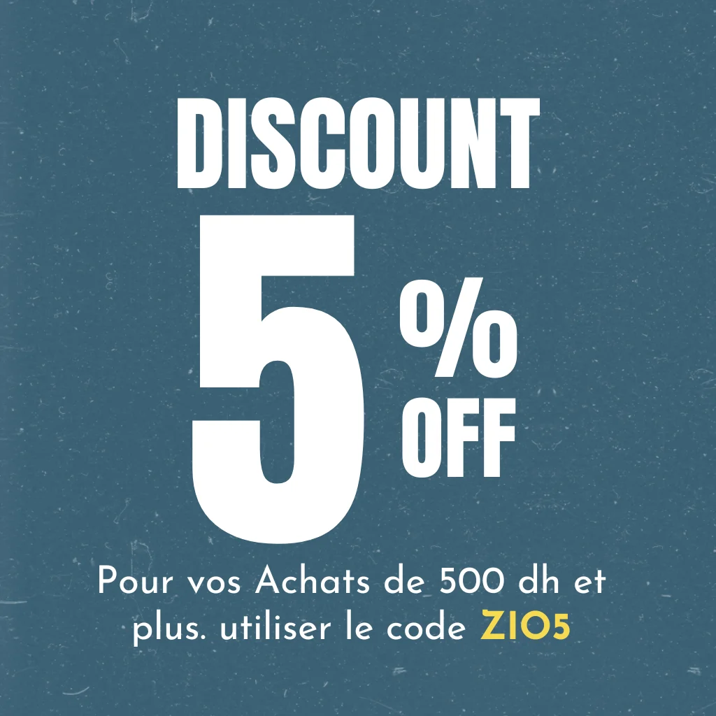 Coupon de réduction de 5% sur les achats de plus de 500dh. zio.ma